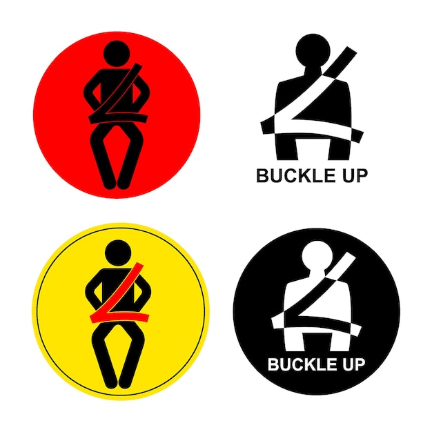 set of safety belt icon flat style isolated on white.