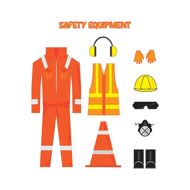 Vector set of safety equipments vector element