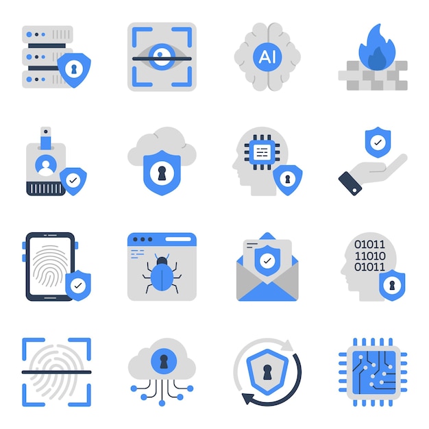 Vector set of safety flat icons