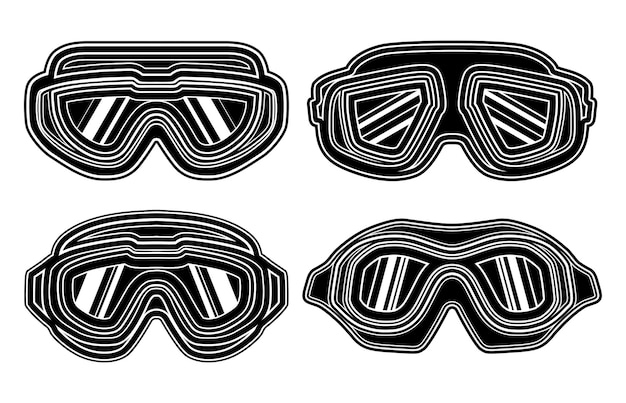 Set safety glass monochrome retro Vintage style icon design