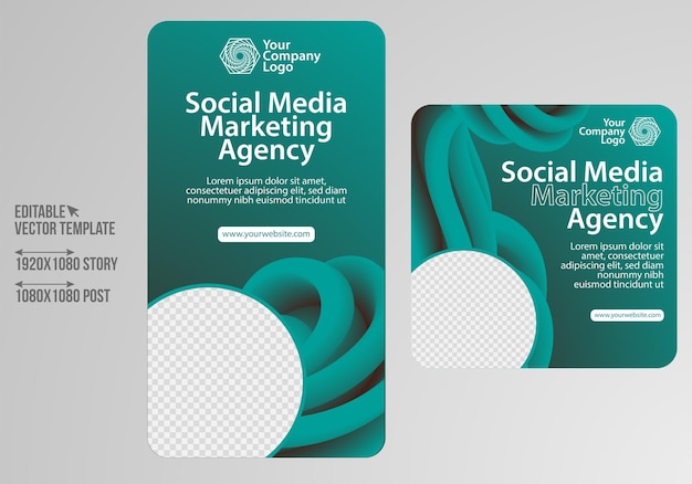 Set di design del modello di banner di vendita banner di social media modello post modificabile per il marketing digitale