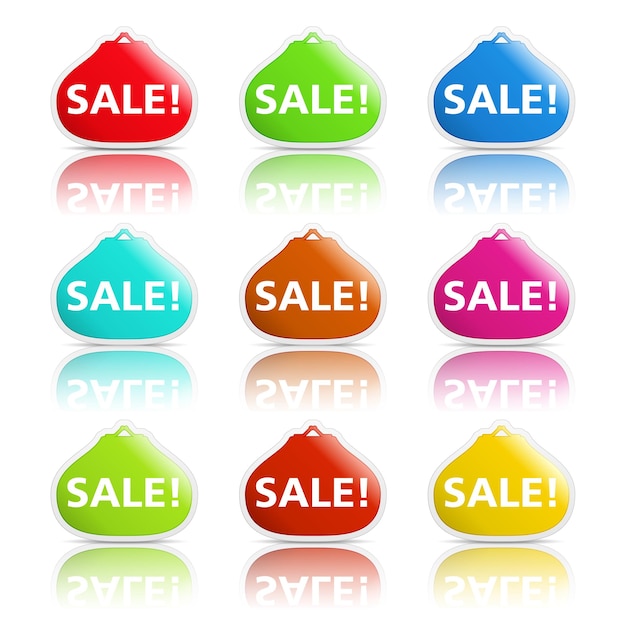 Set of sale banners shaped as purse vector eps10 illustration