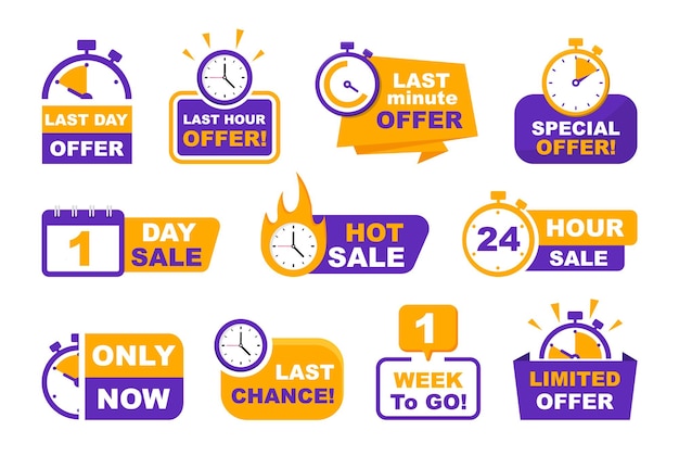 Set of sale countdown badges sale timer banners