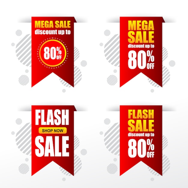 Set of sale discount banner tags