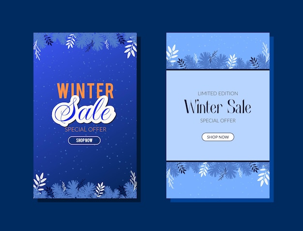 Set of sale posters for winter seasonal specials