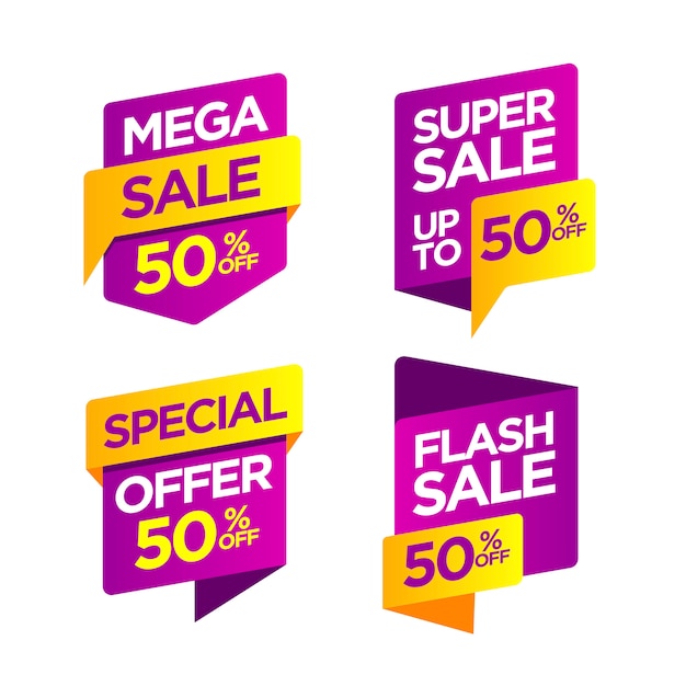 Set of sale promotional discount badge