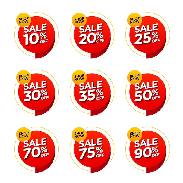 Set of sale promotional discount badge