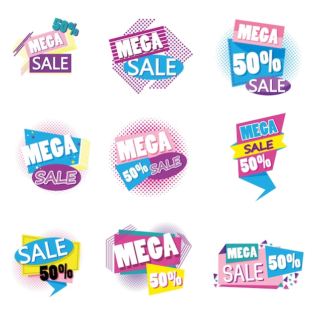 Set of sale shopping poster collection