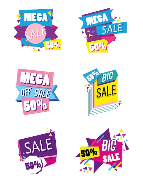 Set of sale shopping poster collection 