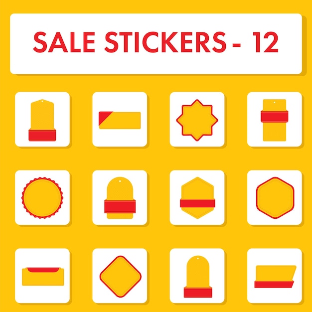 Set Of Sale Stickers Or Label Badge Element On White And Chrome Yellow Background