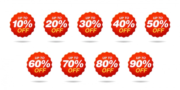 Set of sale tags. discount stickers pack