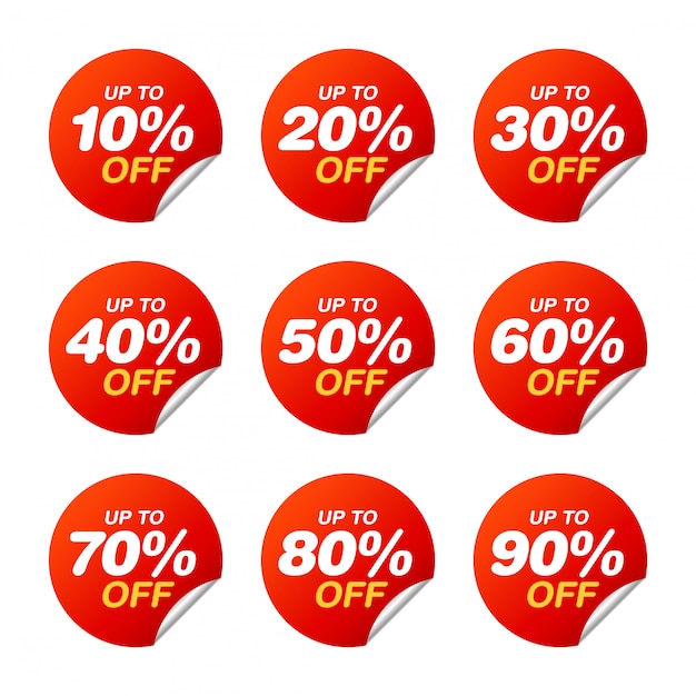 Set of sale tags. discount stickers pack