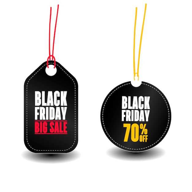 Set di tag di vendita con testo black friday