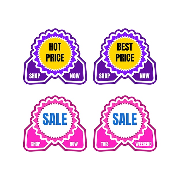 Set of Sales labels Discount label Sticker Price Promotion Vector Design