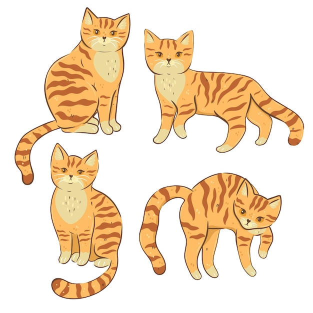Set of sand dune cats isolated on white background Vector graphics