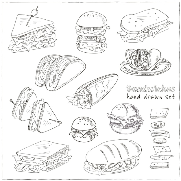 Vector set of sandwiches.