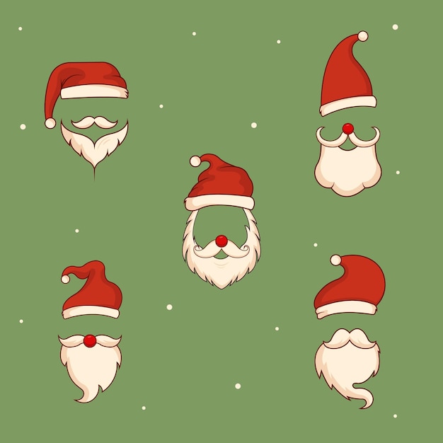 Set of santa claus hat and beard