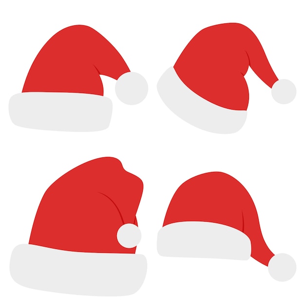 Set of Santa Claus hat isolated on white background