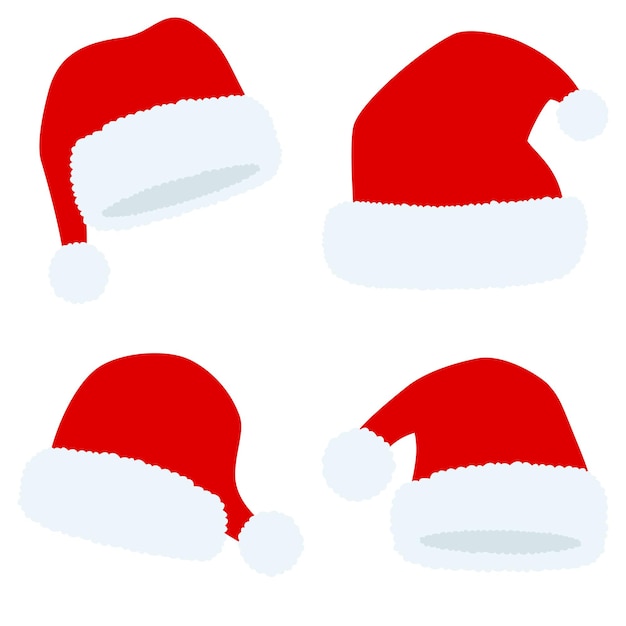 Set of Santa Claus hat isolated on white background