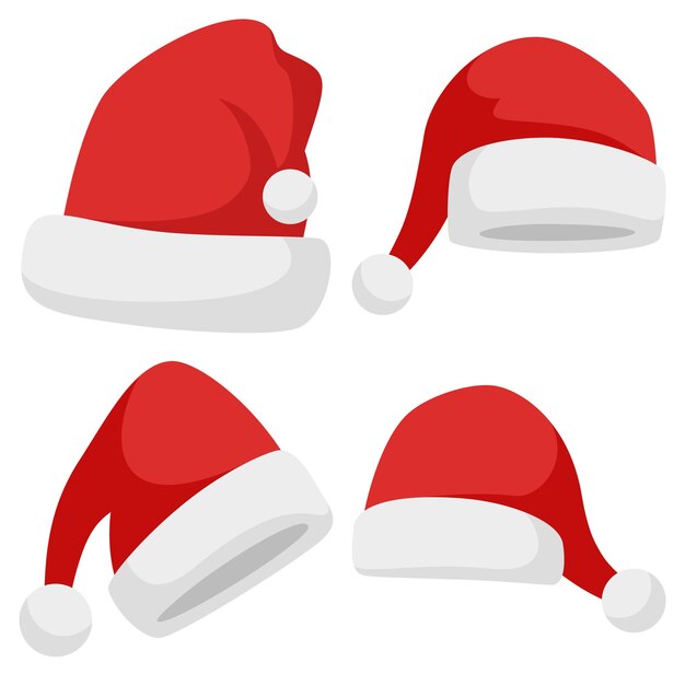 Vector set of santa claus hat isolated on white background