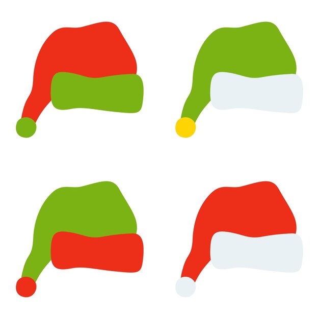 Vector set of santa claus hat isolated on white background