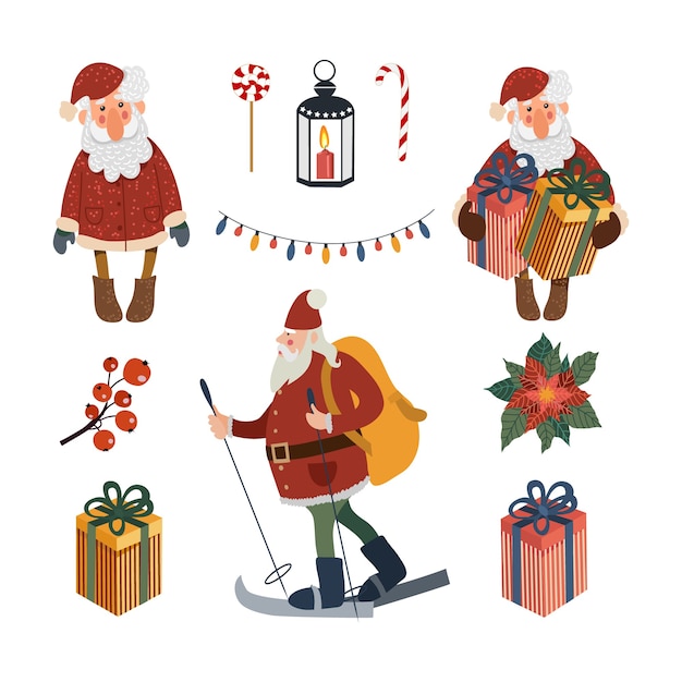 Vector set of santa claus