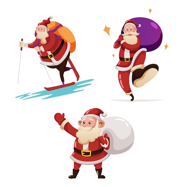 A set of santa clause flat vector