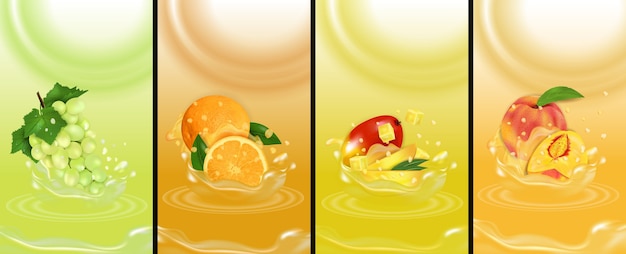 Vector set sap splash vers fruit