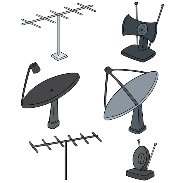 set of satellite dish and antenna