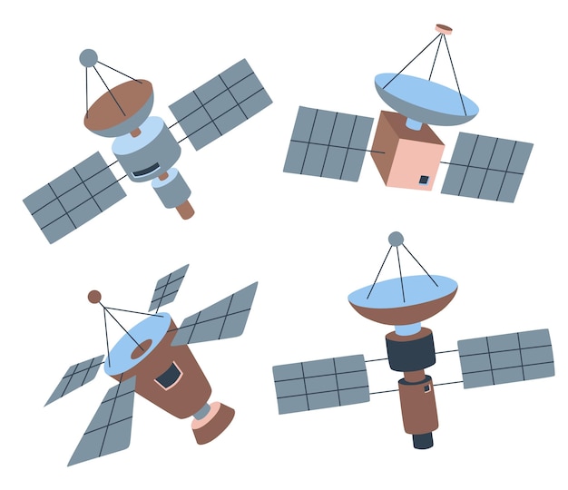 set of satellite on a white background