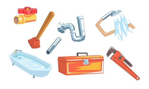 Vector set of satinics and tools vector illustration