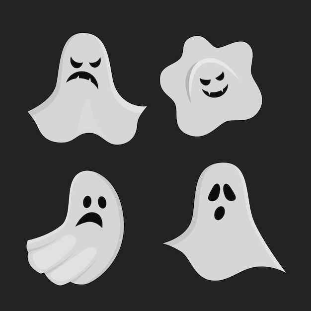 Premium Vector | Set of scary ghosts in cartoon style. vector illustration for halloween Premium Vector | Set of scary ghosts in cartoon style. vector illustration for halloween