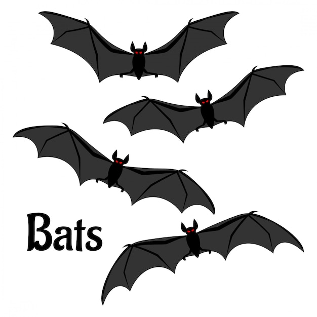 Set of scary halloween bats.
