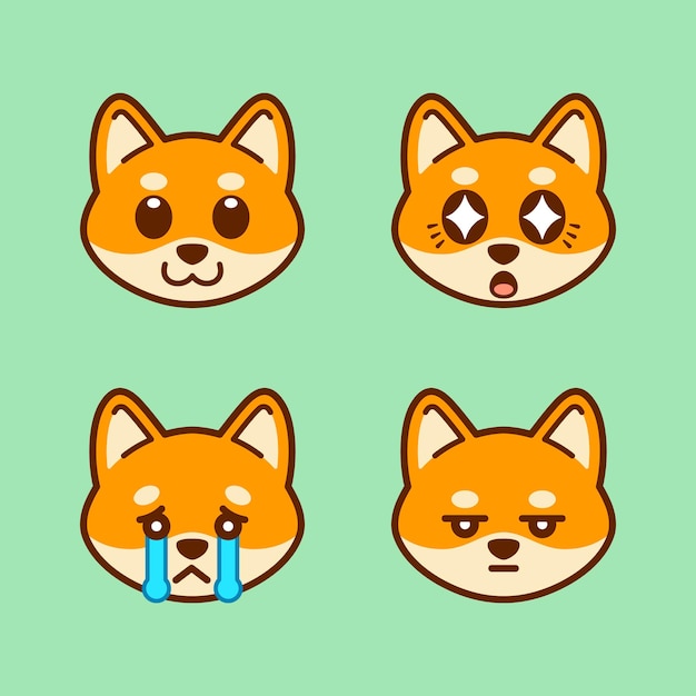 Set schattige Shiba Inu-stickers