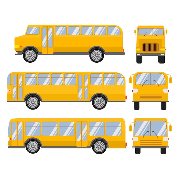 Set school bus flat design.