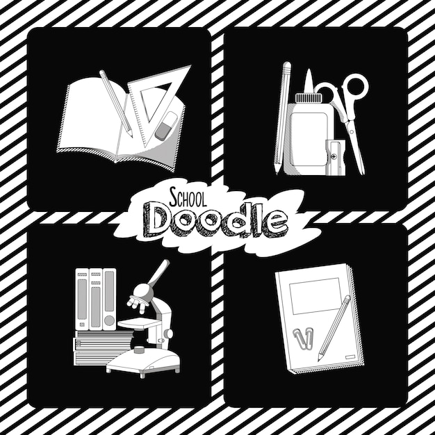 Set di carte di doodle di scuola