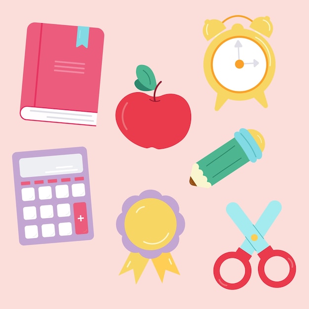 A set of school items back to school vector illustration