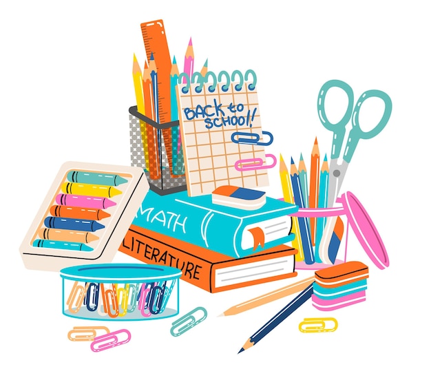 Set of school supplies composition Back to school