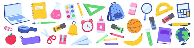 Set schoolbenodigdheden Terug naar school icon set