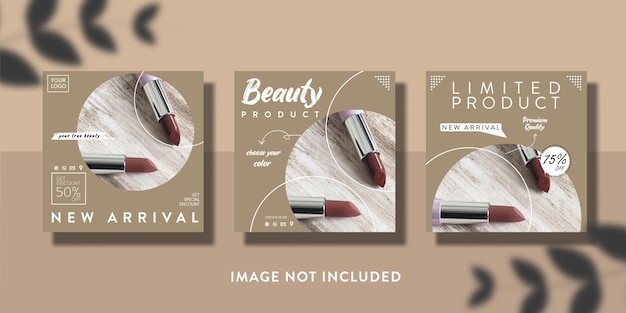 Vector set schoonheidsproducten promotie verkoop social media post of flyer-sjabloon