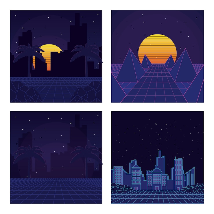 Vector set of sci fi backgrounds