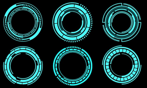 Vector set of sci fi circle user interface elements technology futuristic design modern creative vector