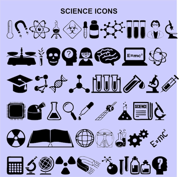 Vettore set di icone scientifiche vettoriali