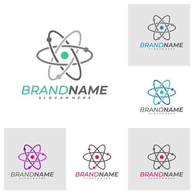 Set of Scientific atom logo template Science logo design vector