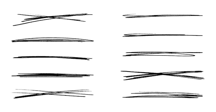 Vector a set of scribble underlines underline markers collection vector illustration of doodle lines