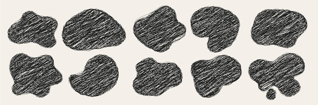 set of scribble vector shapes pen paint element pencil brush or marker rought scratch vector grungy