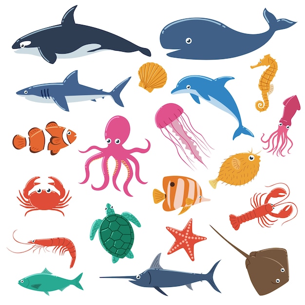 Vector set of sea animals