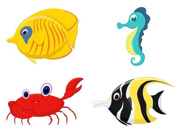 Vector set of sea fish cartoon