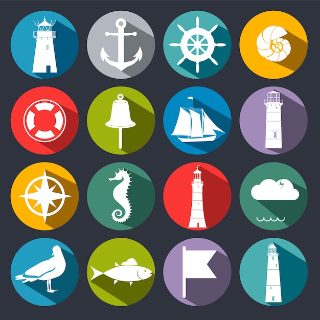 Set of sea icons. 