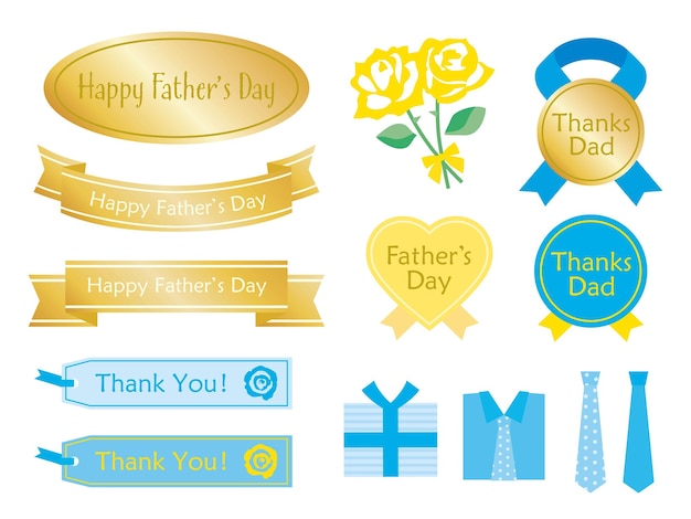 Vector set of seal and flower and present of the father's day